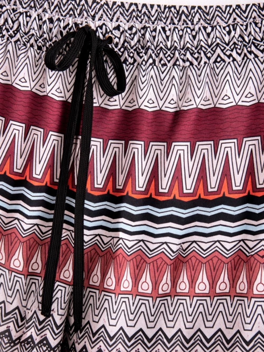 Multicolor Patterned Drawstring Pants - Picture 2 of 9